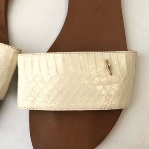 Brian Atwood Dani Cream Neutral Brown or White Tan Slide Sandals
